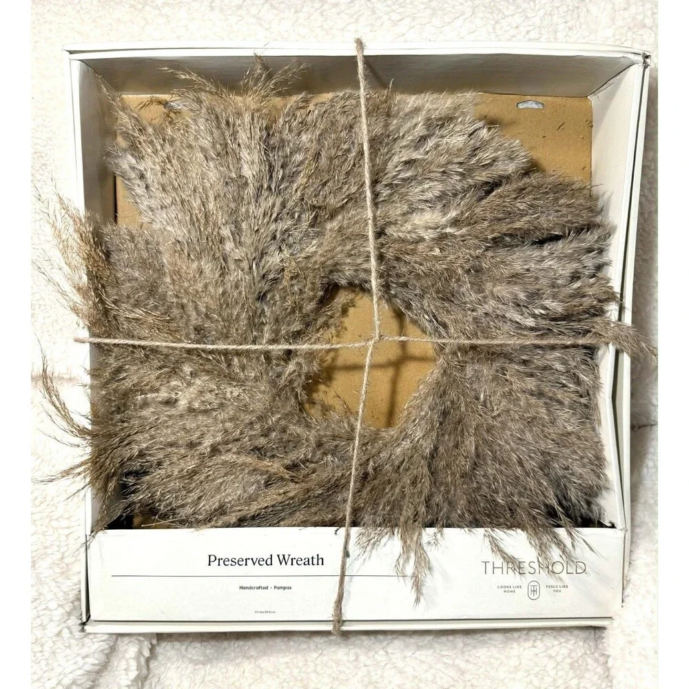 Threshold Pampas Preserved Wreath Neutral Boho Farmhouse Decor New